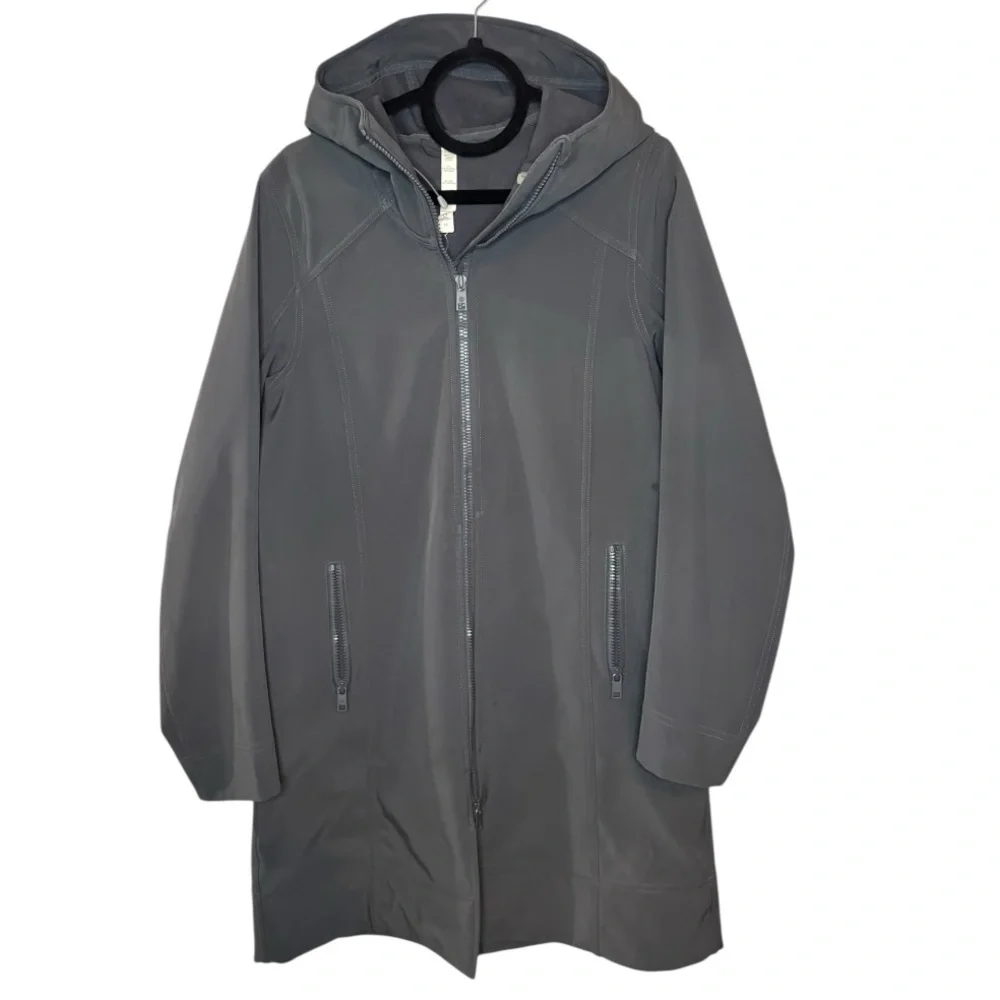 LULULEMON City Softshell Dark Gray Heavy Jacket Rain Coat Size 8